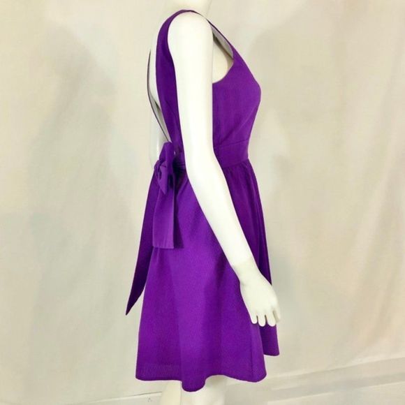 Lauren James Purple Seersucker Minidress Plunge Sz XS - Picture 6 of 10